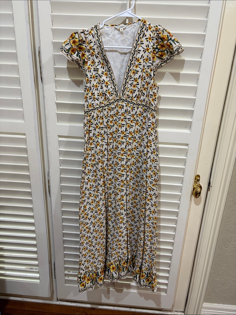 Max Studio White Maxi Dress with Yellow Floral Print